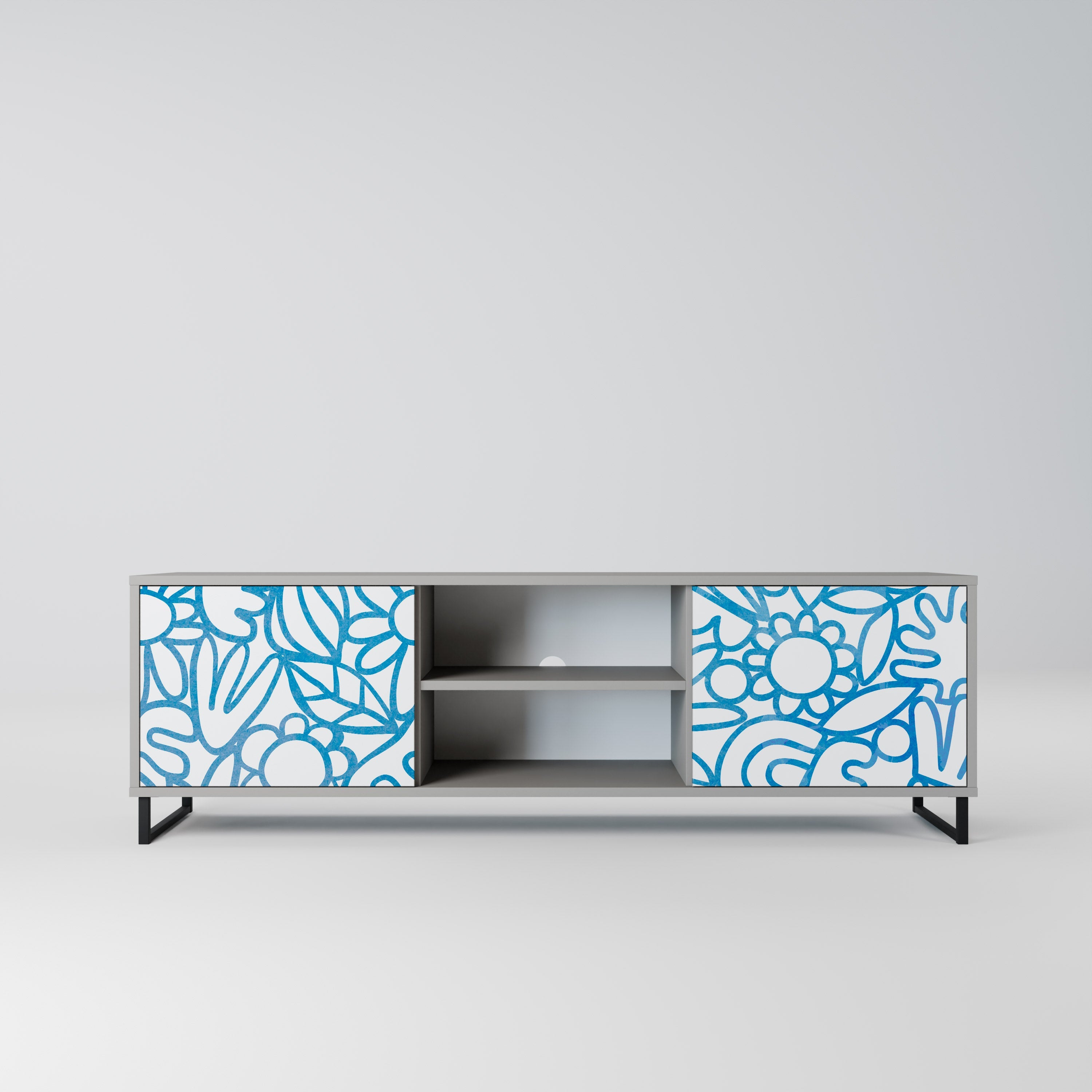 BLOOMY MORNING Móvel de TV com 2 Portas em Acabamento Cinzento