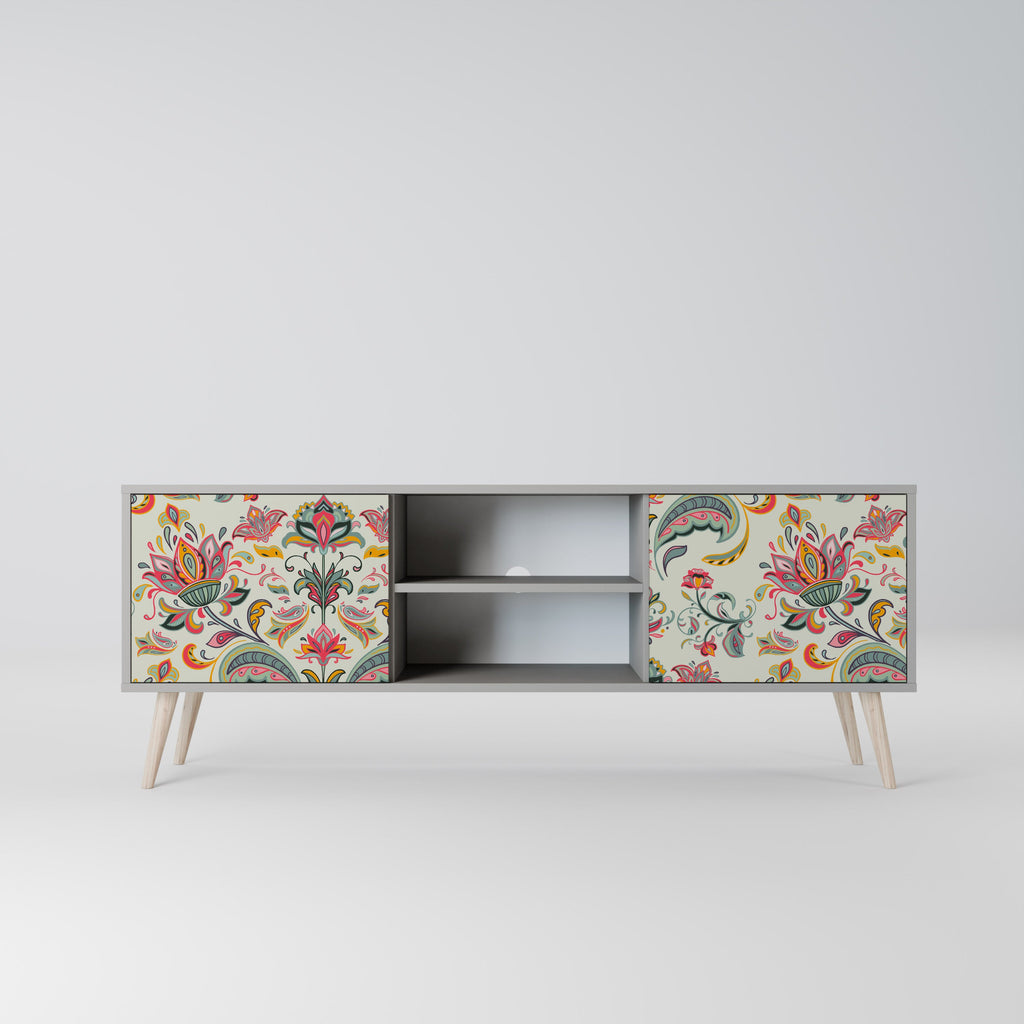 ORGANIC FOLKLORE Móvel de TV com 2 Portas em Acabamento Cinzento