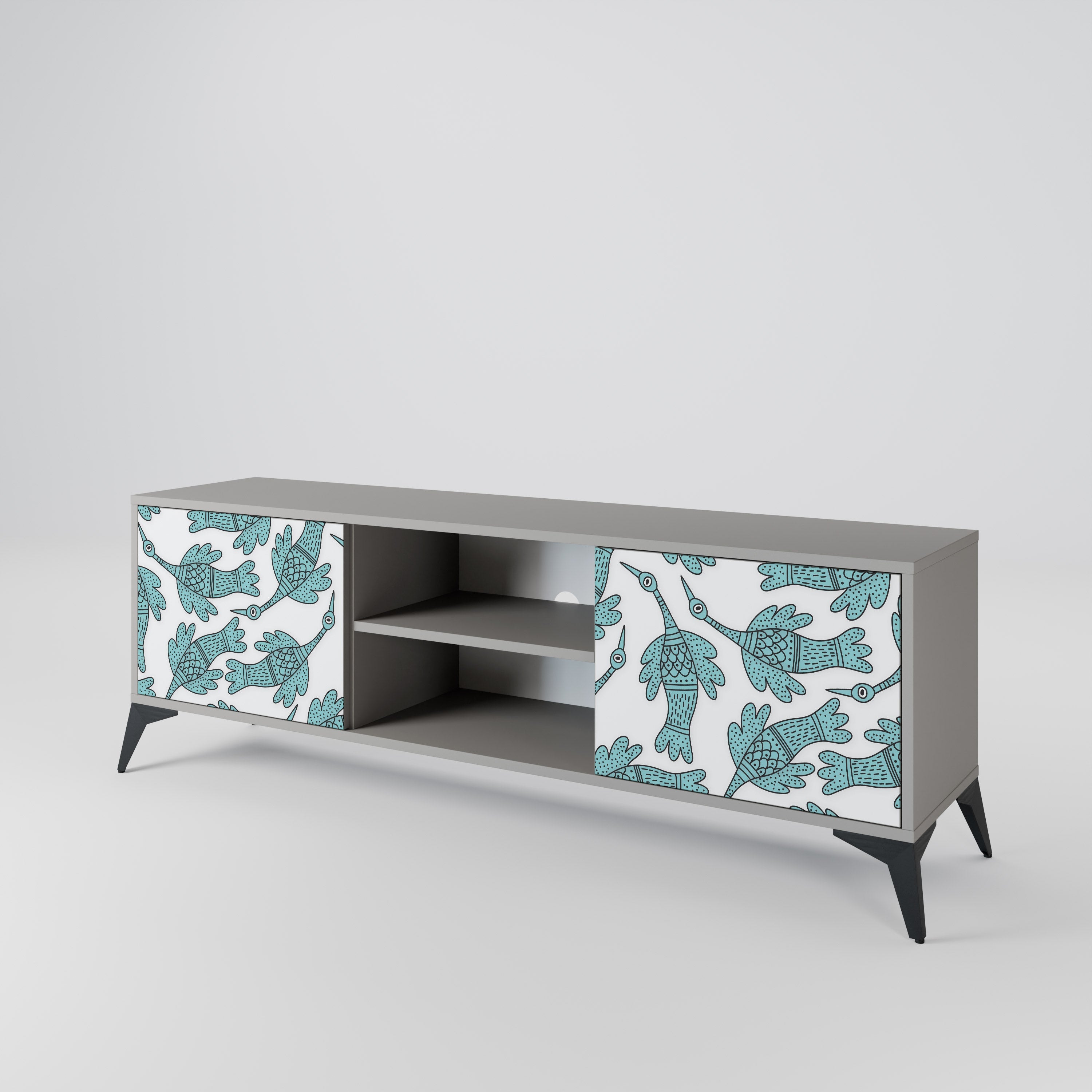 WATERSPOUT SONGIBIRD Móvel de TV com 2 Portas em Acabamento Cinzento