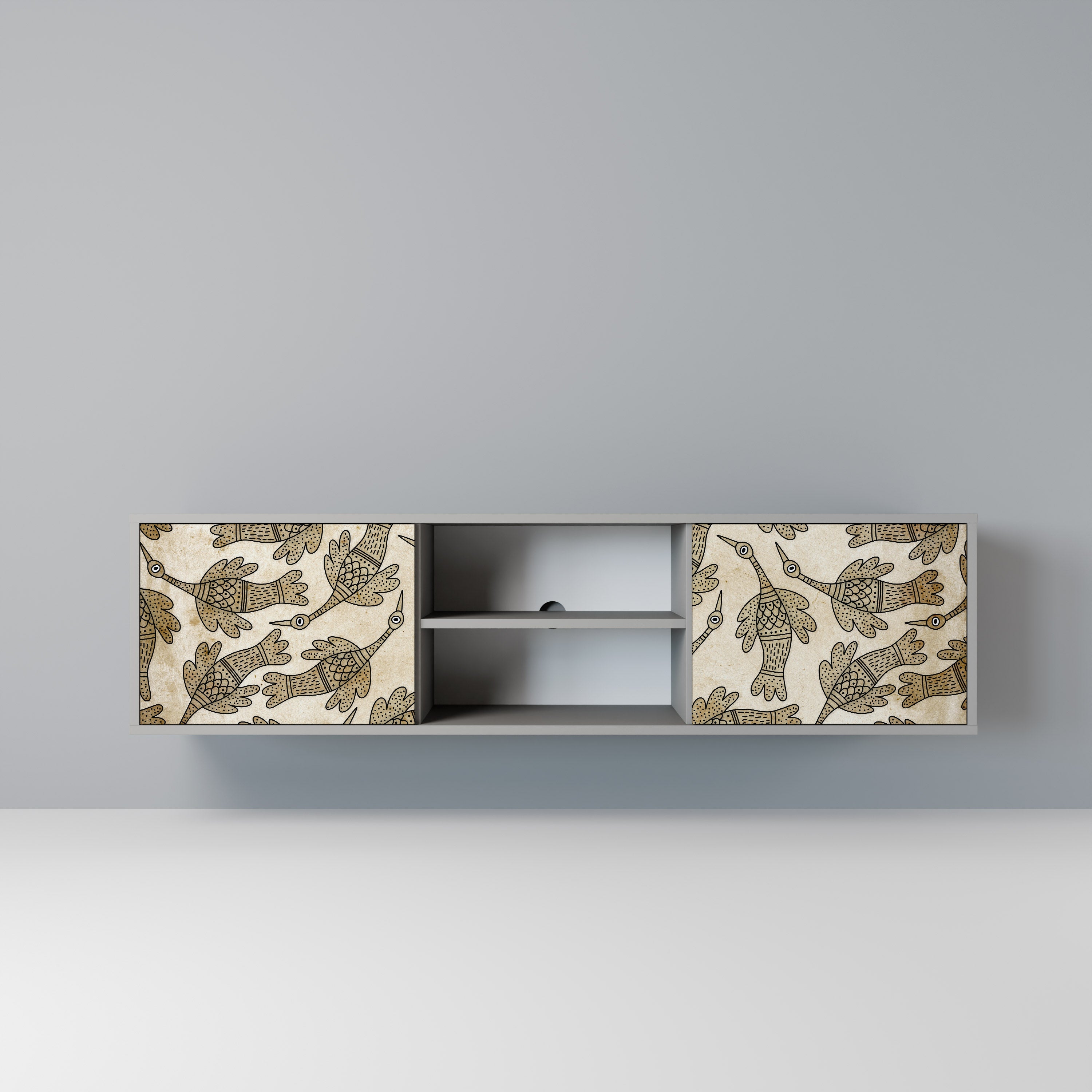 ALMONDINE SONGBIRD Móvel de TV com 2 Portas em Acabamento Cinzento