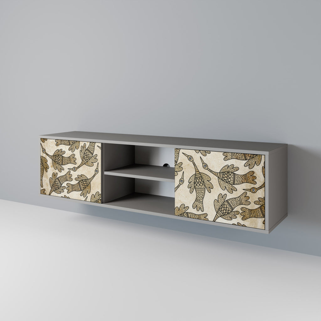 ALMONDINE SONGBIRD 2-Door TV Stand in Grey Finish