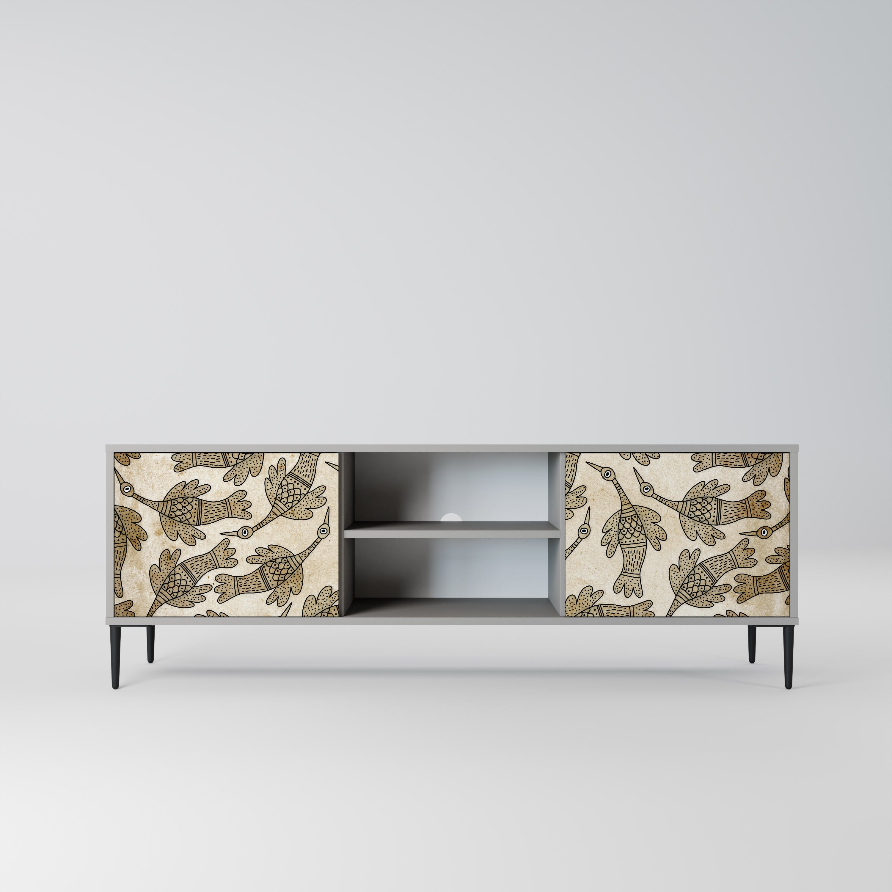 ALMONDINE SONGBIRD Móvel de TV com 2 Portas em Acabamento Cinzento