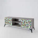 INDIAN FISH 2-Door TV Stand in Grey Finish