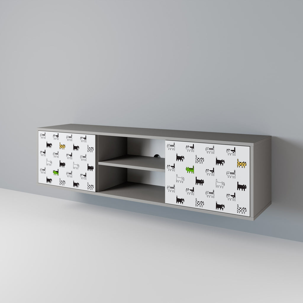 CATS COMPILATION Móvel de TV com 2 Portas em Acabamento Cinzento