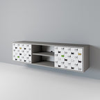 CATS COMPILATION Móvel de TV com 2 Portas em Acabamento Cinzento