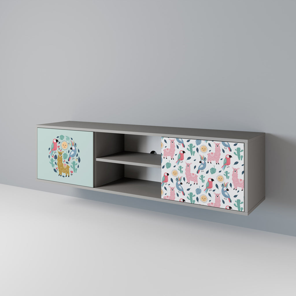 COLORFUL ALPACAS Móvel de TV com 2 Portas em Acabamento Cinzento