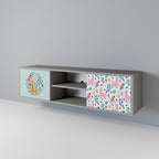 COLORFUL ALPACAS Móvel de TV com 2 Portas em Acabamento Cinzento