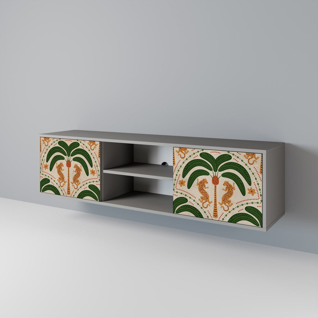 DANCING PREDATORS Móvel de TV com 2 Portas em Acabamento Cinzento