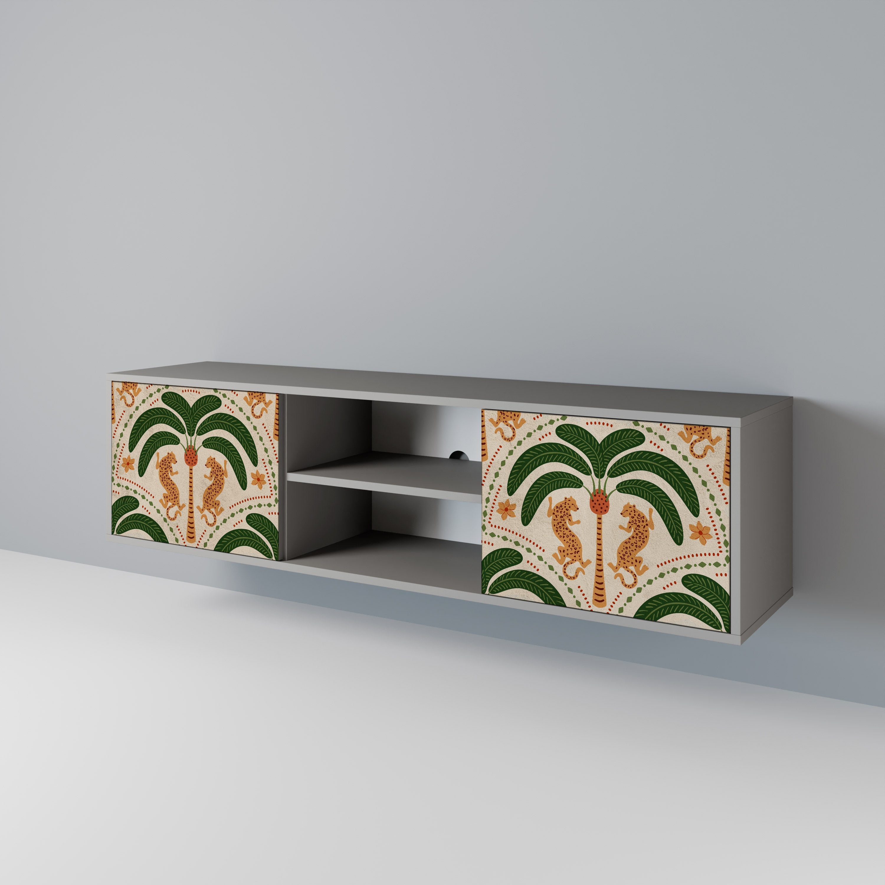 DANCING PREDATORS Móvel de TV com 2 Portas em Acabamento Cinzento