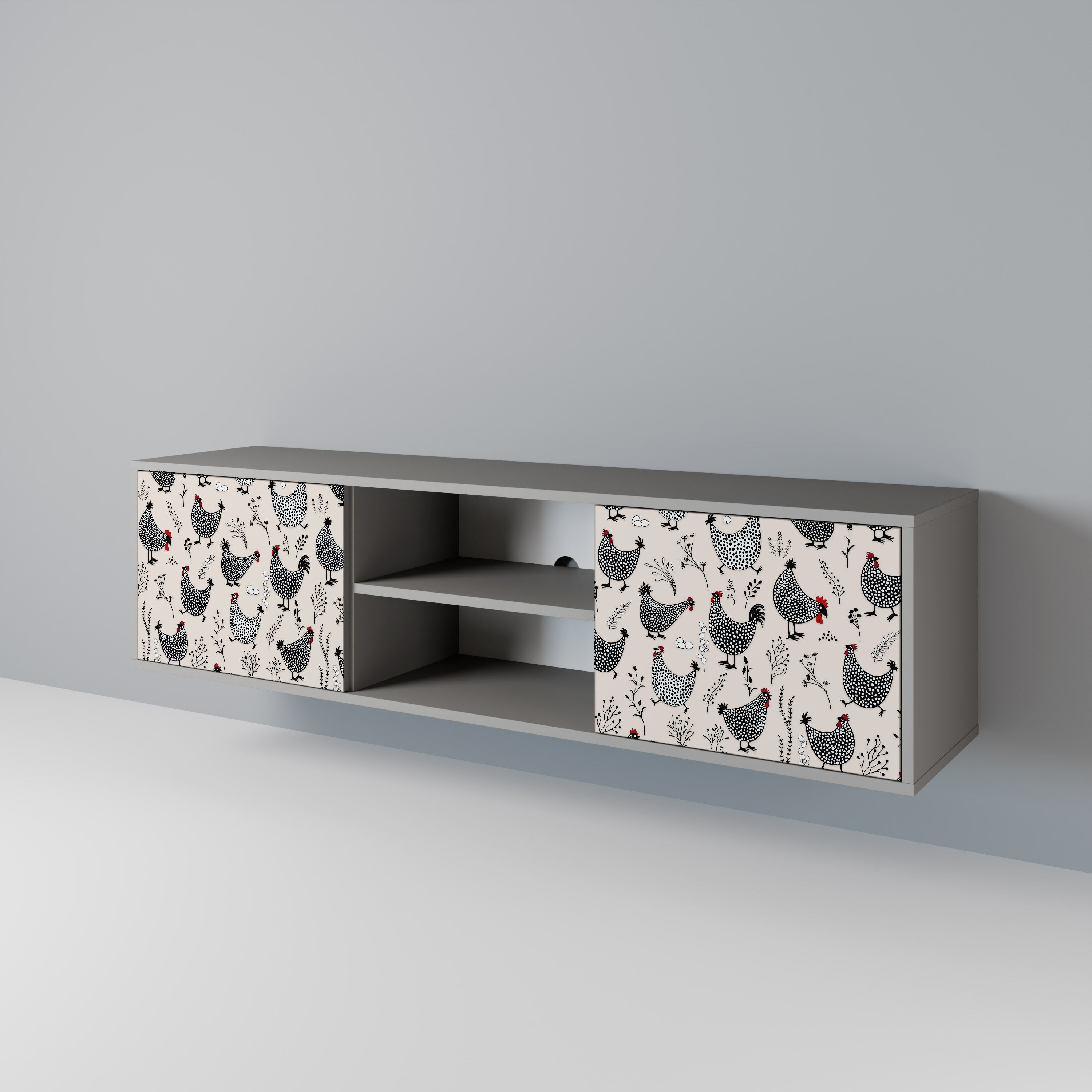 HAPPY HENS Móvel de TV com 2 Portas em Acabamento Cinzento