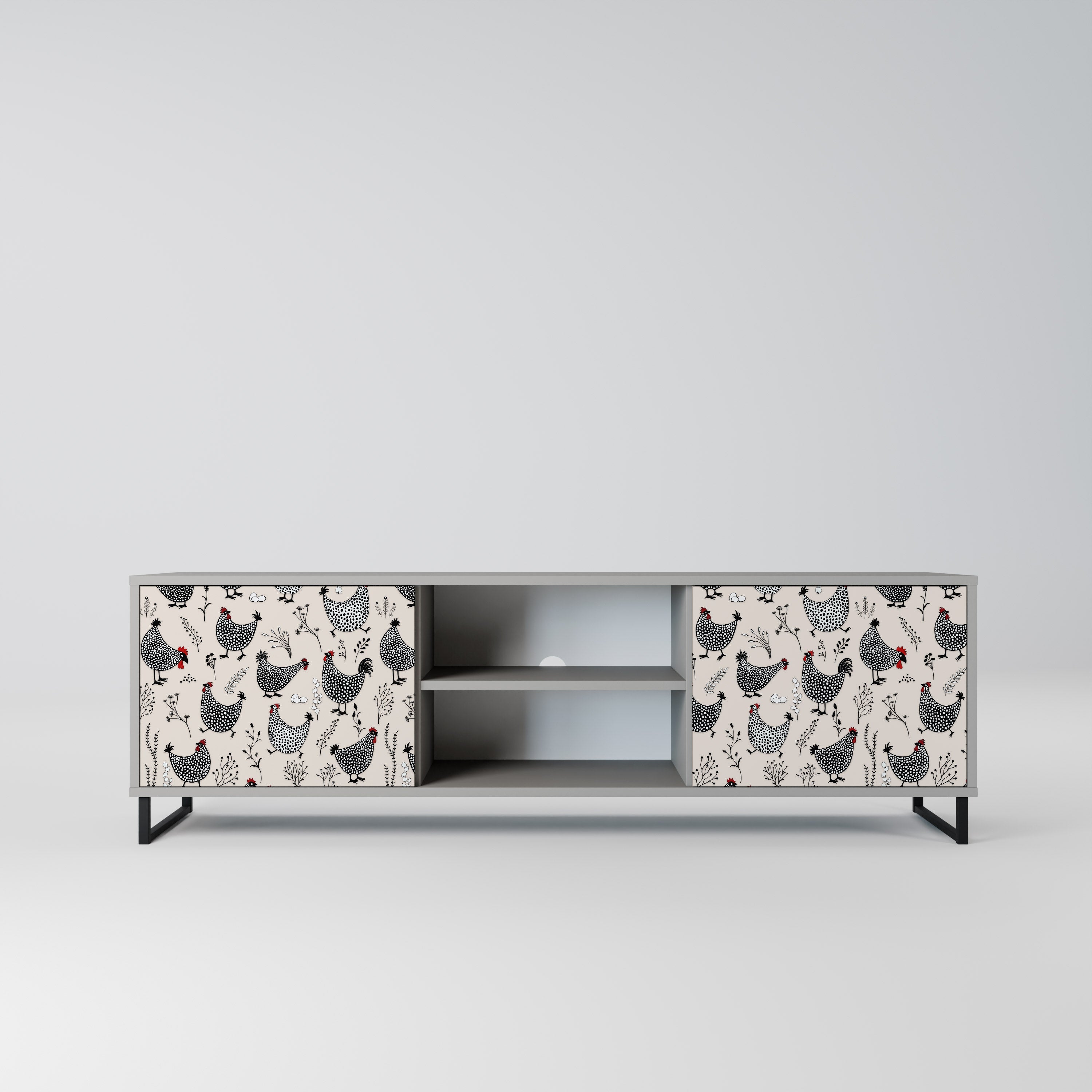 HAPPY HENS Móvel de TV com 2 Portas em Acabamento Cinzento