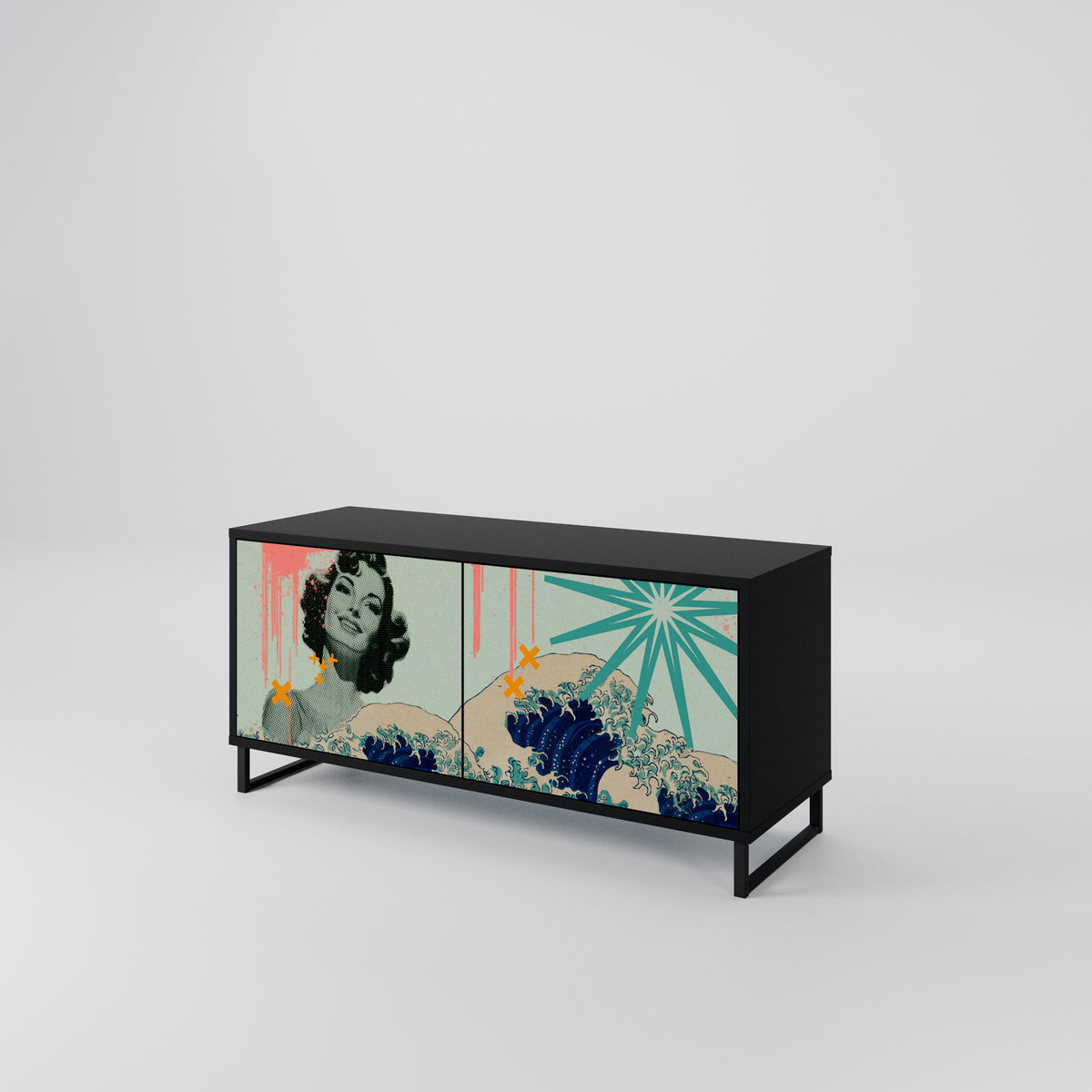 KANAGAWA BEAUTY Móvel de TV Compacto de 2 Portas