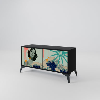 KANAGAWA BEAUTY Móvel de TV Compacto de 2 Portas
