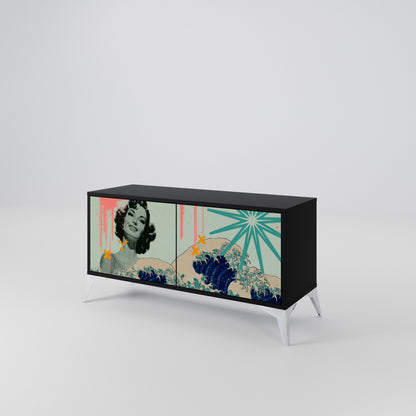 KANAGAWA BEAUTY Móvel de TV Compacto de 2 Portas