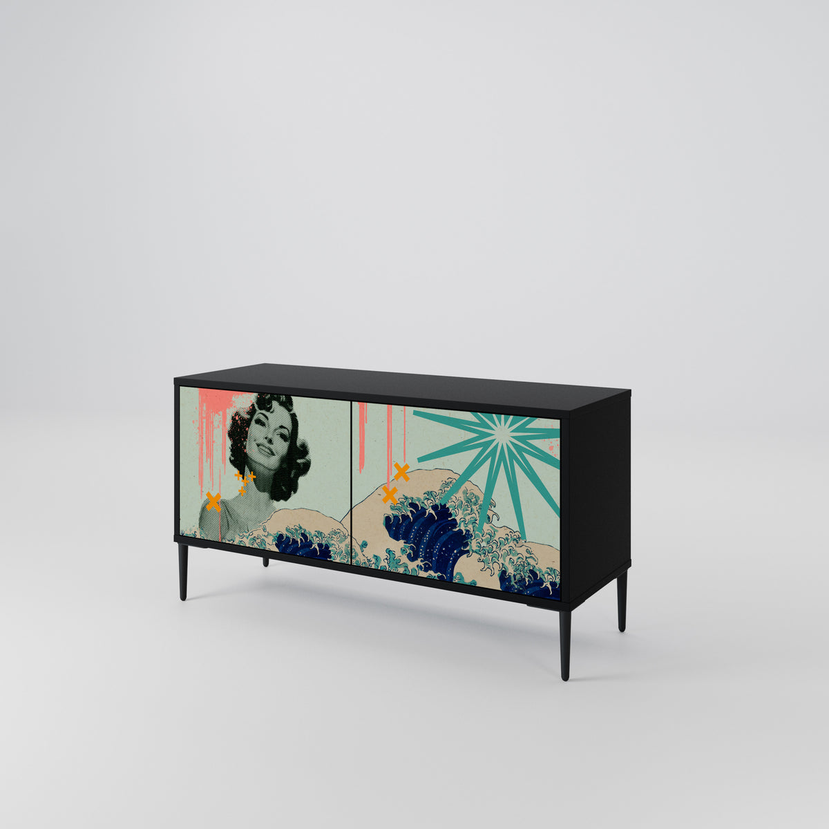 KANAGAWA BEAUTY Móvel de TV Compacto de 2 Portas