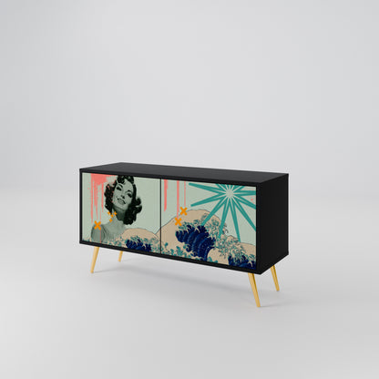 KANAGAWA BEAUTY Móvel de TV Compacto de 2 Portas