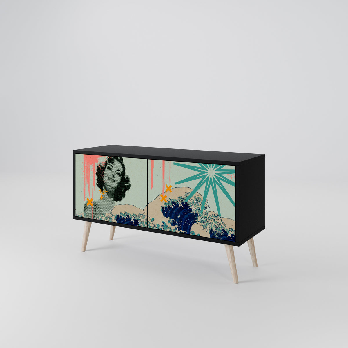 KANAGAWA BEAUTY Móvel de TV Compacto de 2 Portas