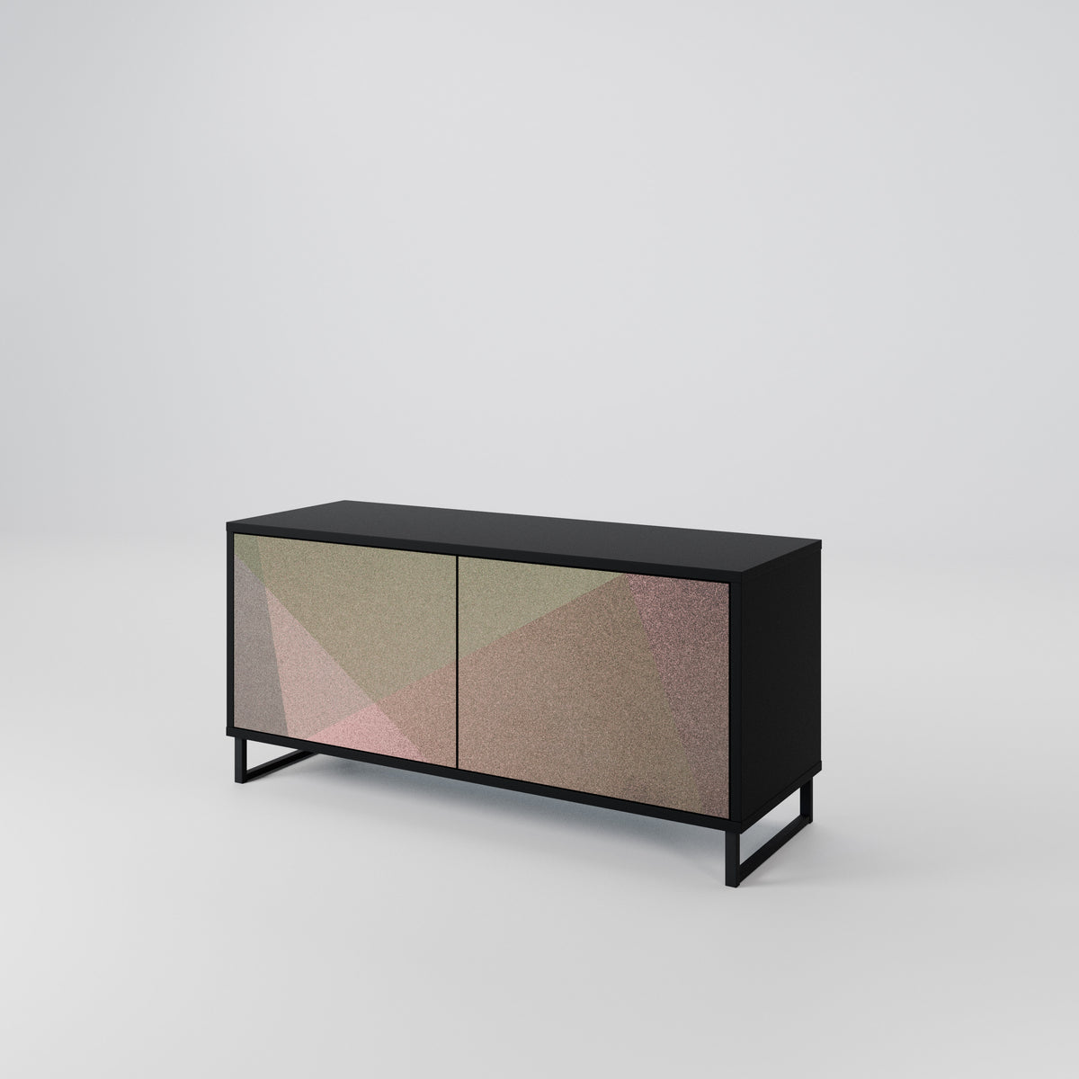 BEIGE GEOMETRY Móvel de TV Compacto de 2 Portas