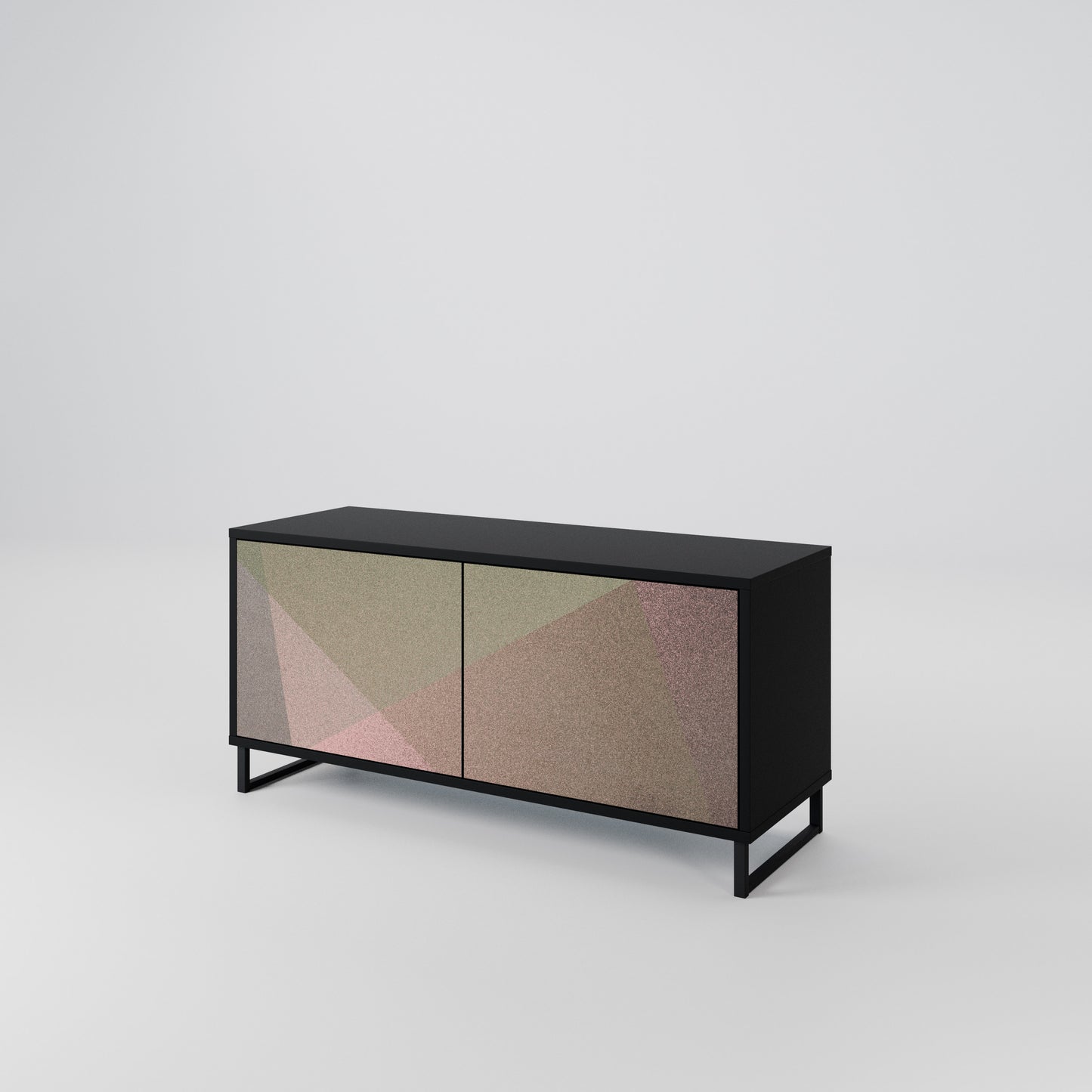 BEIGE GEOMETRY Móvel de TV Compacto de 2 Portas