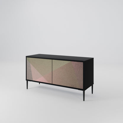 BEIGE GEOMETRY Móvel de TV Compacto de 2 Portas