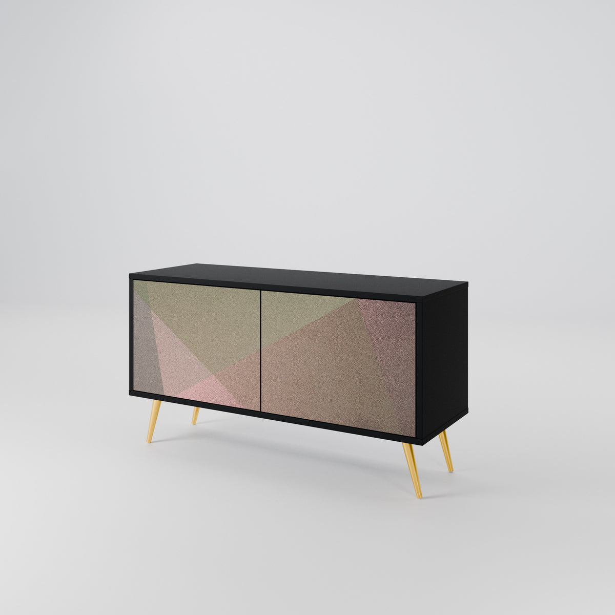 BEIGE GEOMETRY Móvel de TV Compacto de 2 Portas