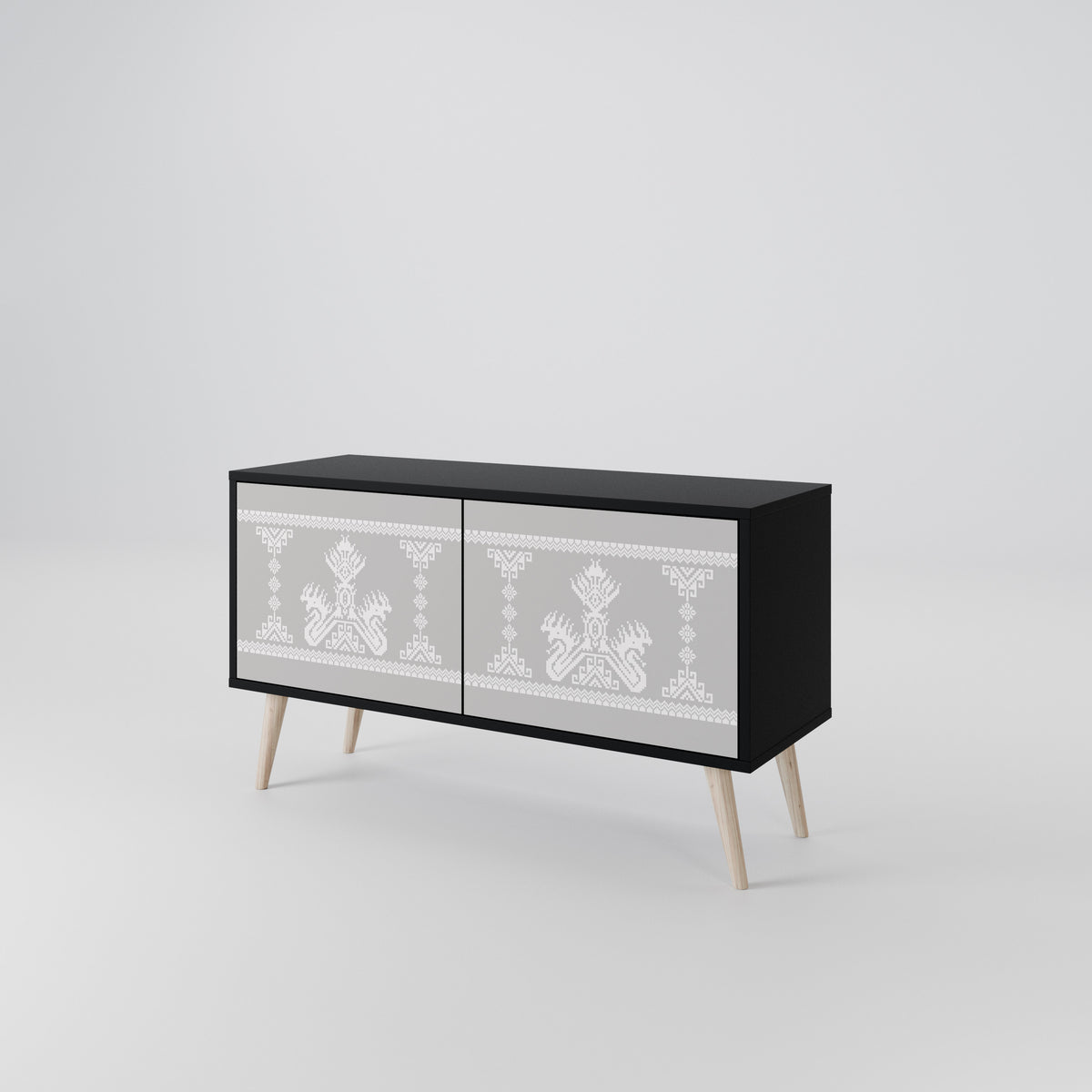 THAI GRAY Móvel de TV Compacto de 2 Portas
