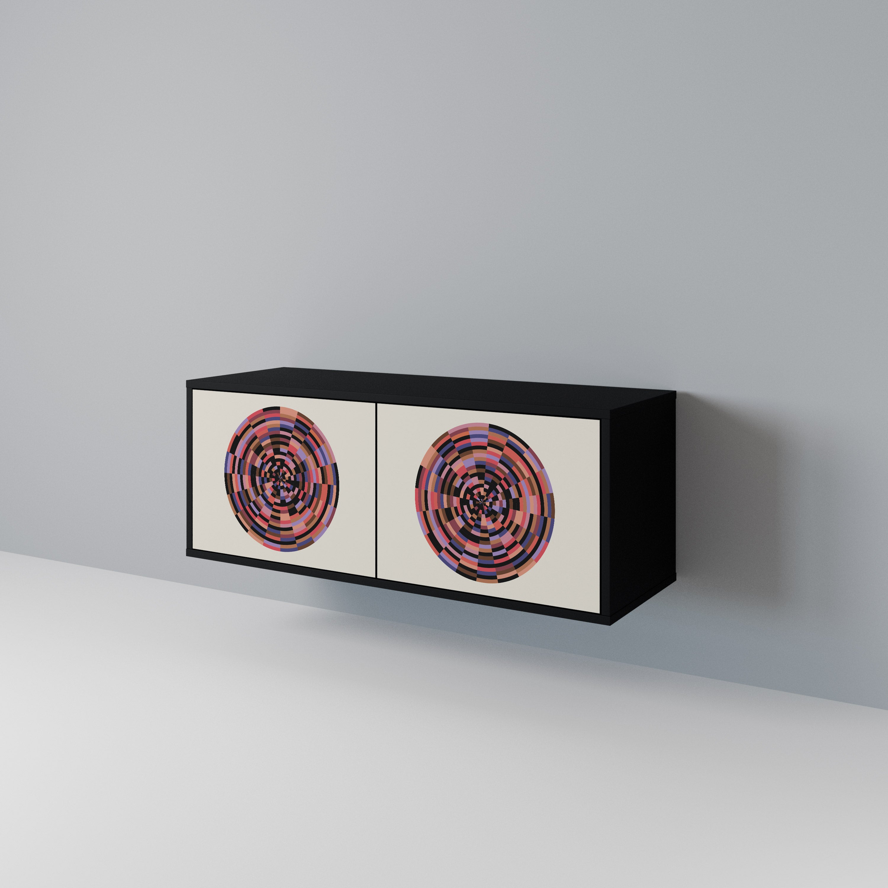 BROWN CIRCLES Móvel de TV Compacto de 2 Portas