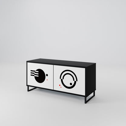 BLACK AND WHITE COMBINATION Móvel de TV Compacto de 2 Portas