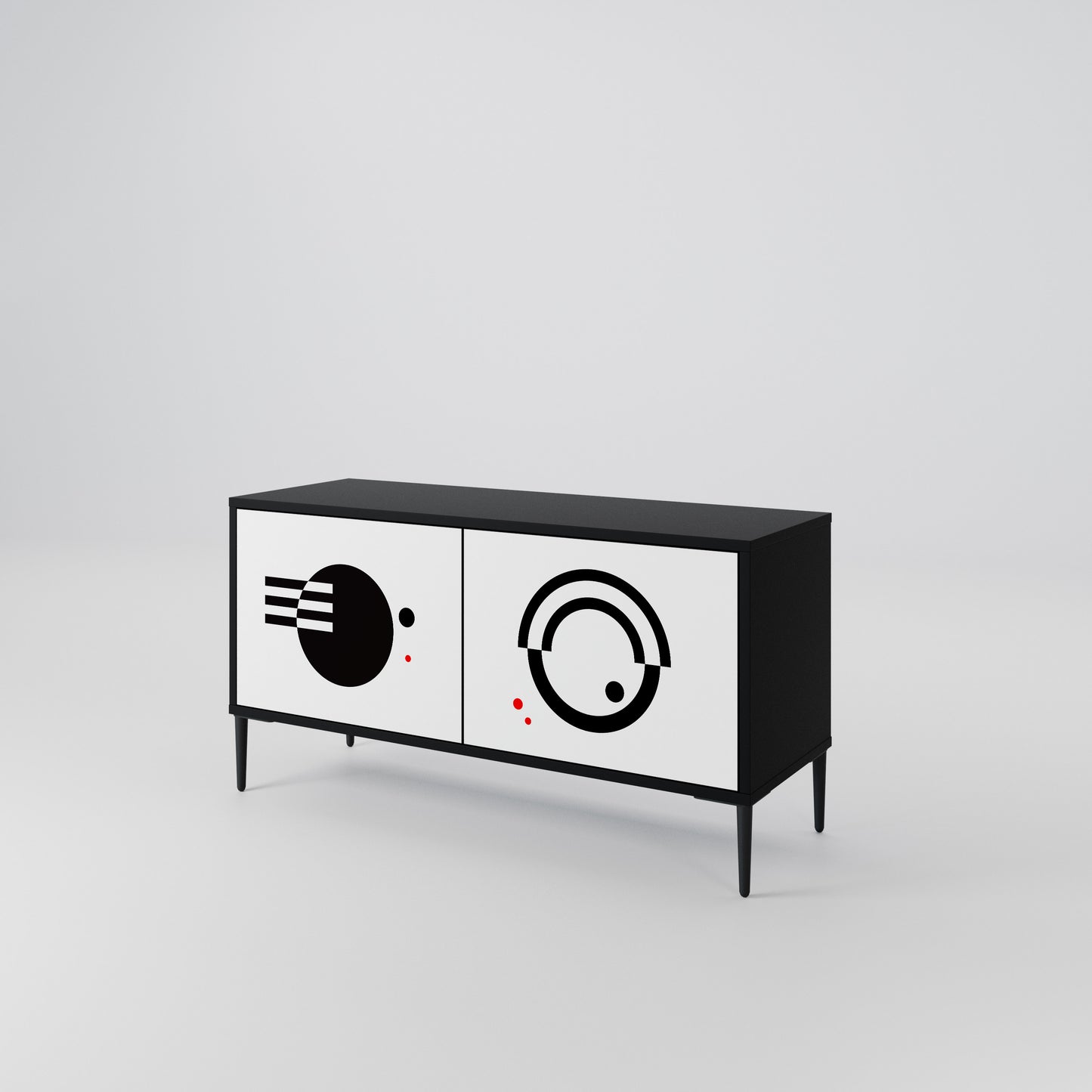 BLACK AND WHITE COMBINATION Móvel de TV Compacto de 2 Portas