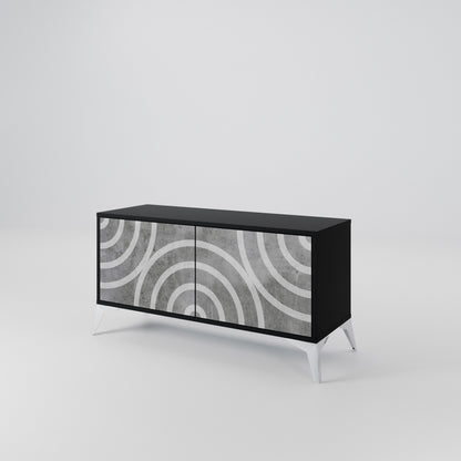 CIRCLE CONCRETE Móvel de TV Compacto de 2 Portas