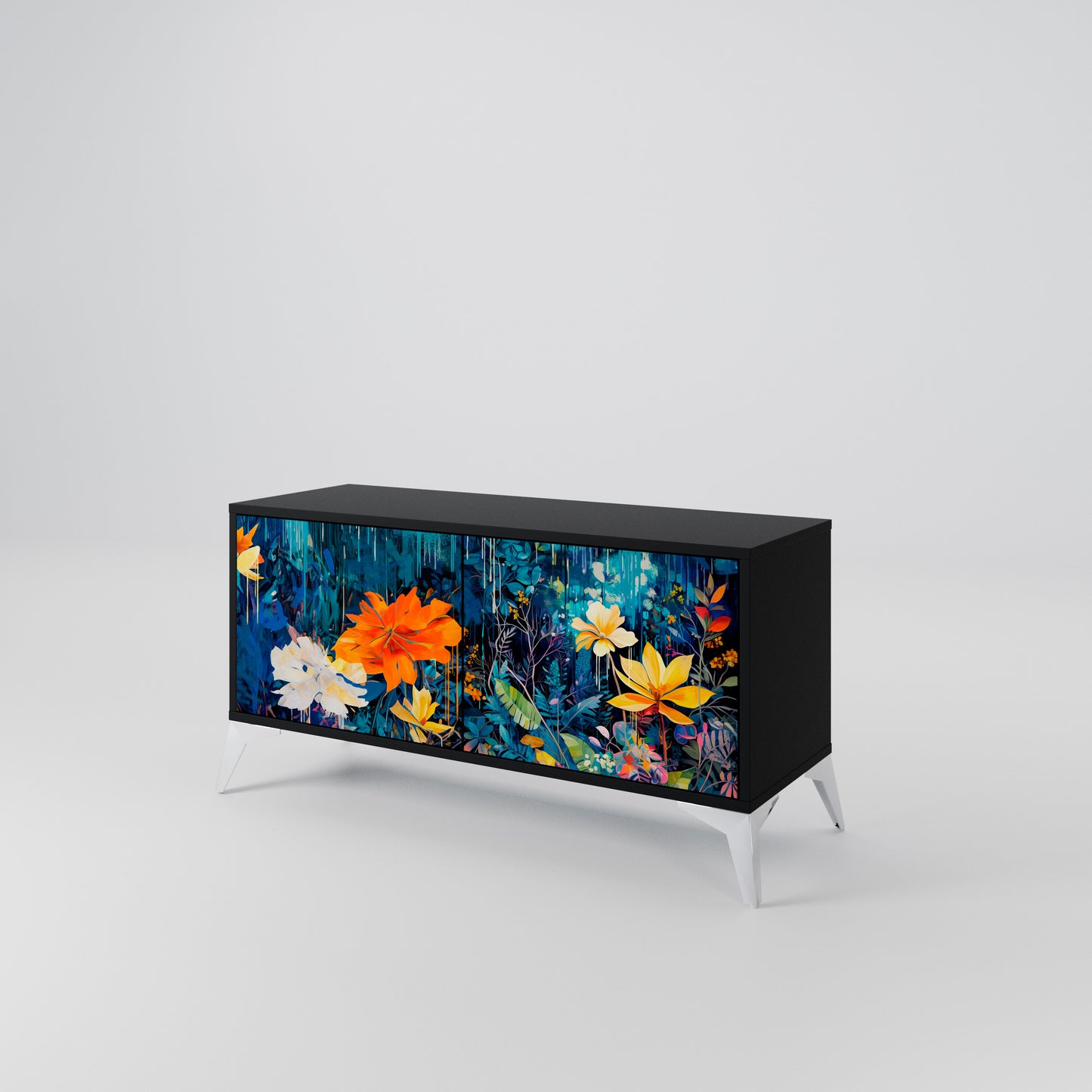 MIDNIGHT BLOSSOM Móvel de TV Compacto de 2 Portas