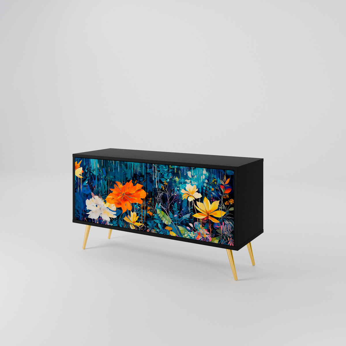 MIDNIGHT BLOSSOM Móvel de TV Compacto de 2 Portas