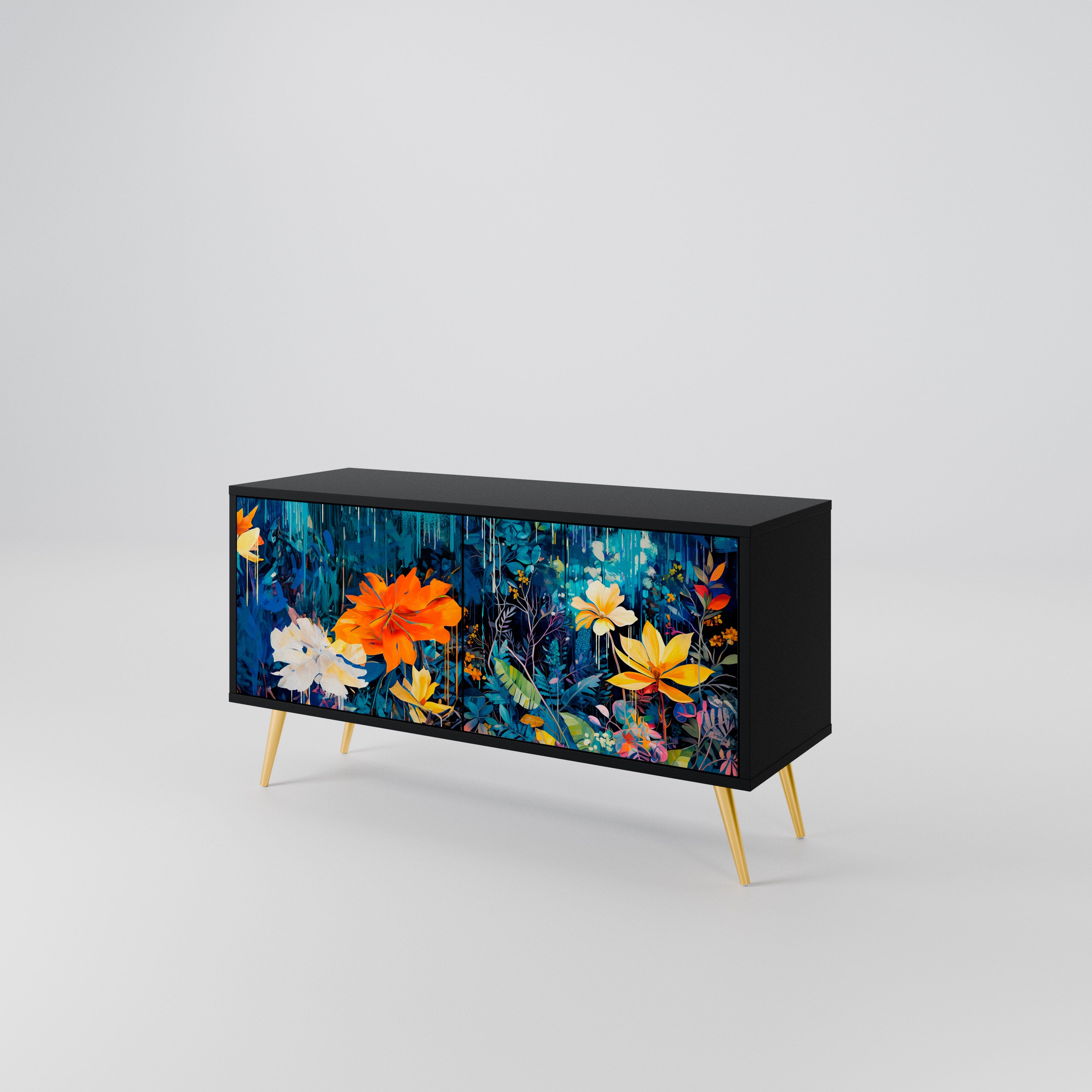 MIDNIGHT BLOSSOM Compact 2-Door TV Cabinet