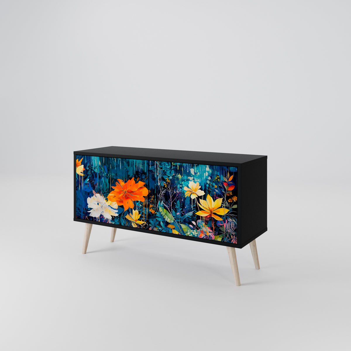 MIDNIGHT BLOSSOM Móvel de TV Compacto de 2 Portas