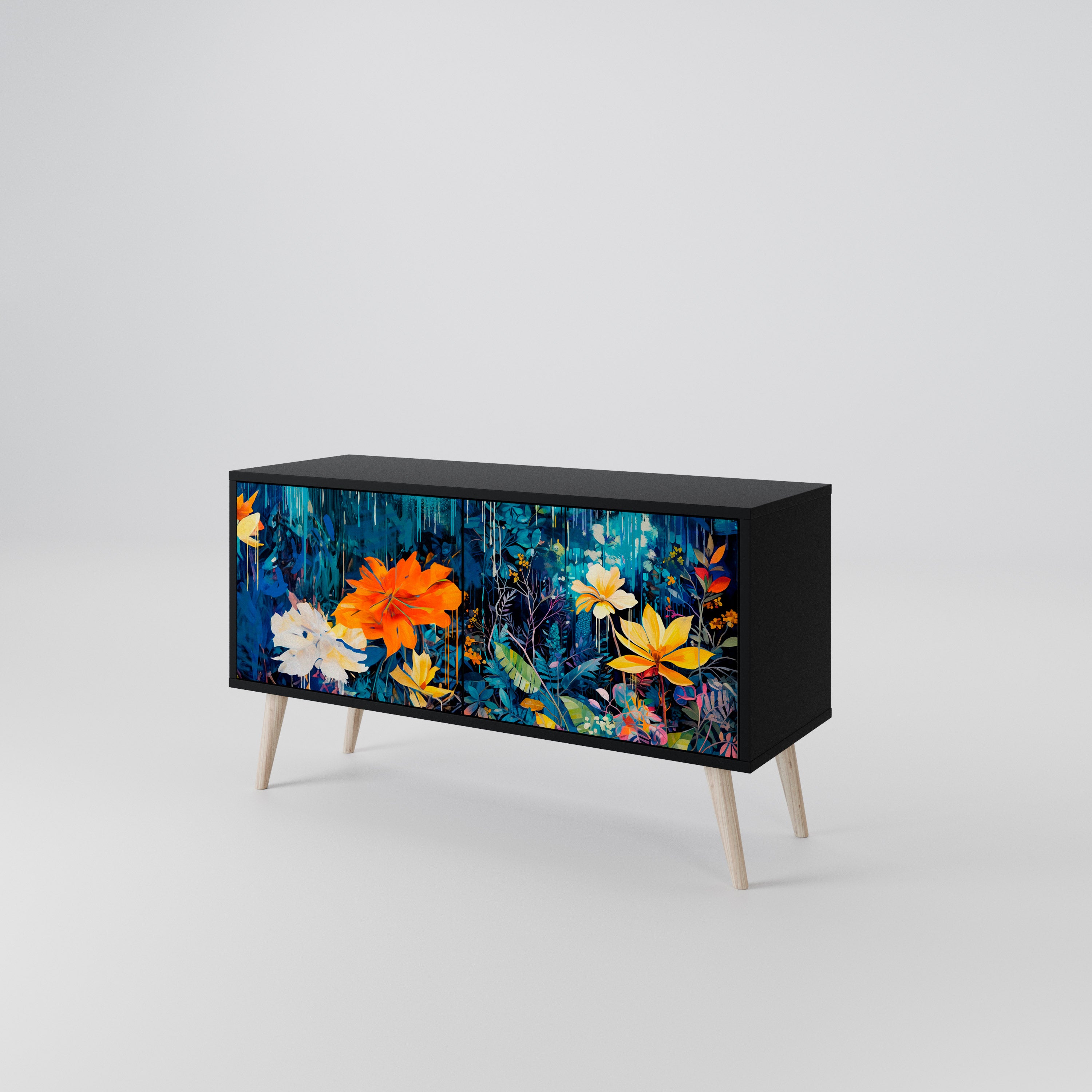 MIDNIGHT BLOSSOM Compact 2-Door TV Cabinet