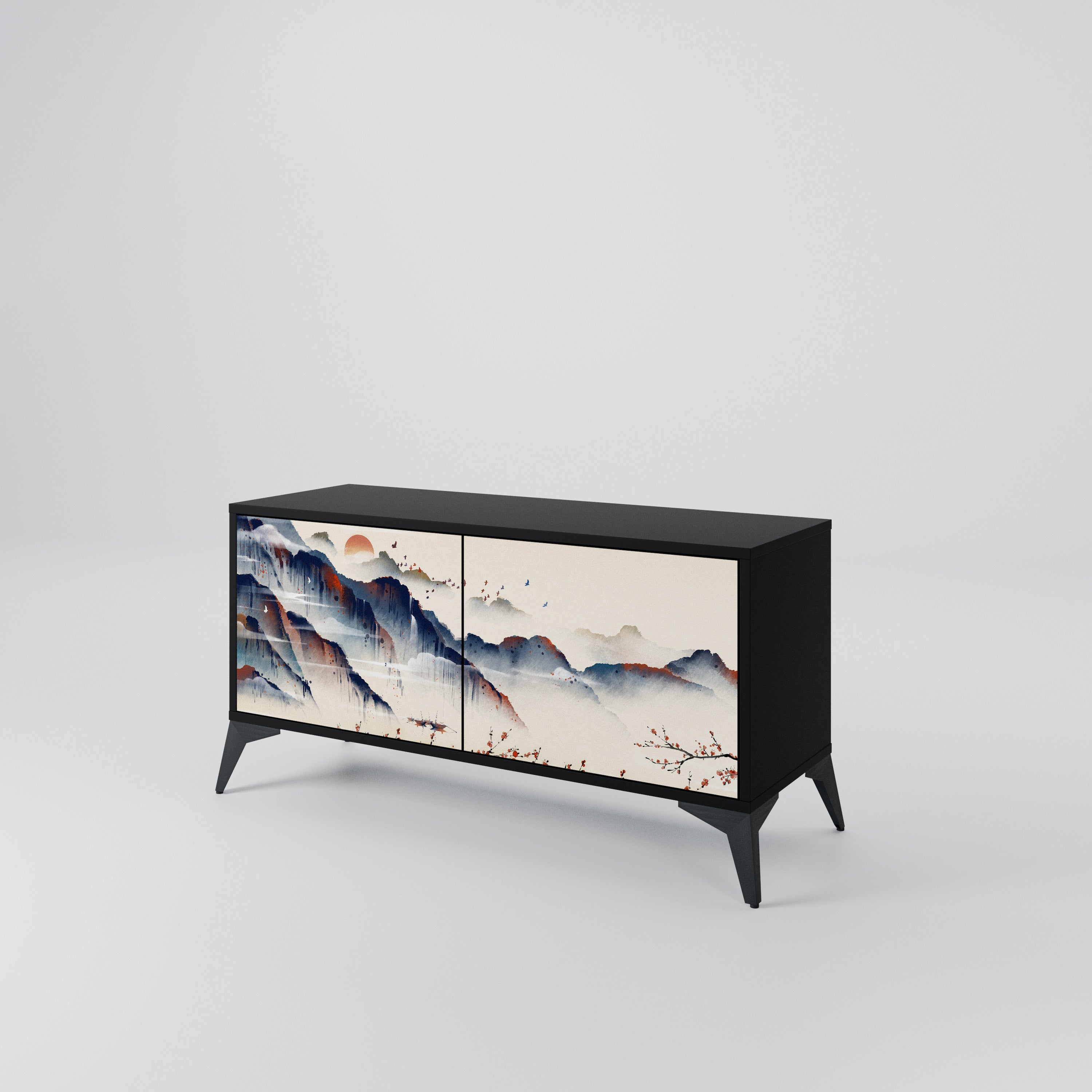 JAPANESE LANDSCAPE Compact 2-Door TV Cabinet