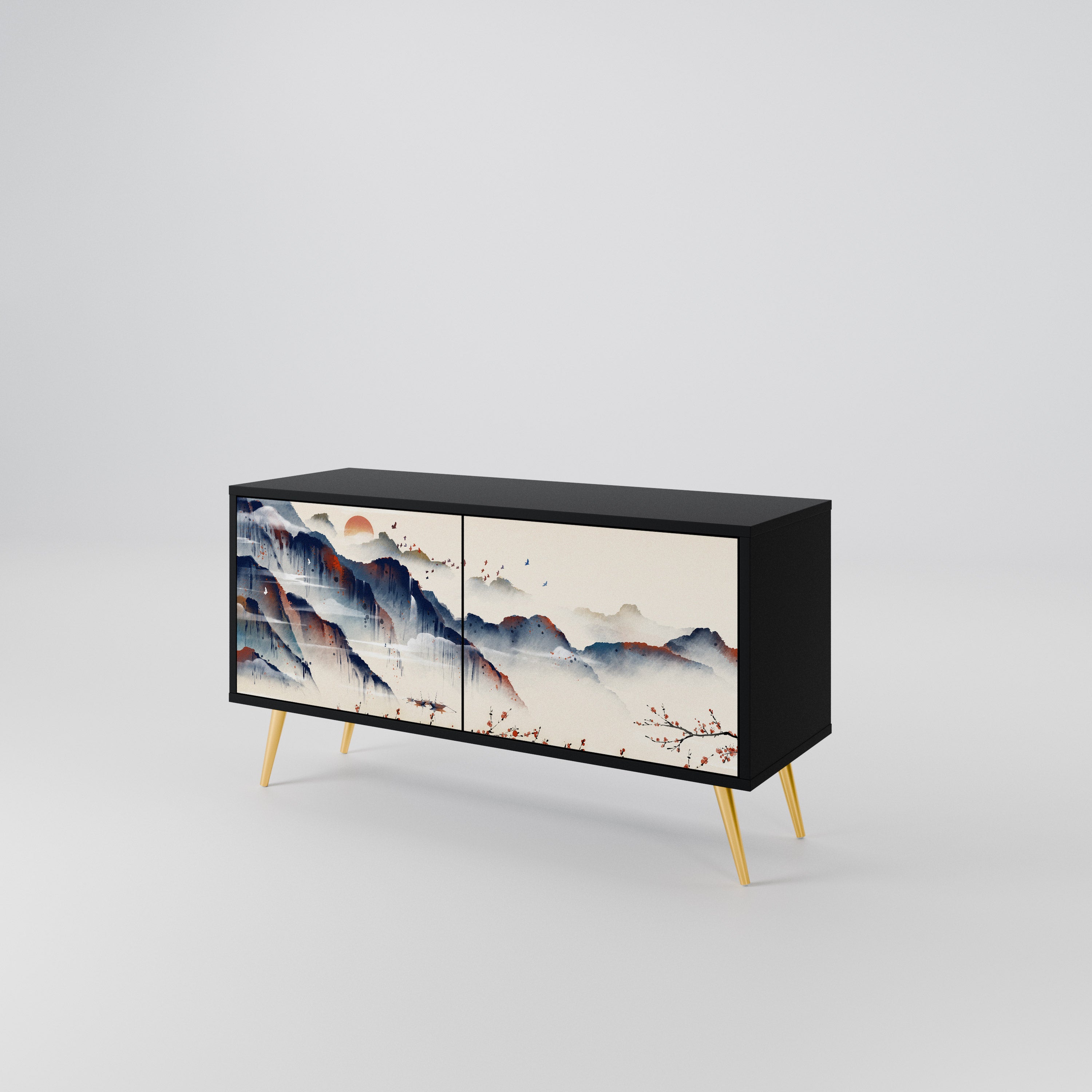 JAPANESE LANDSCAPE Compact 2-Door TV Cabinet