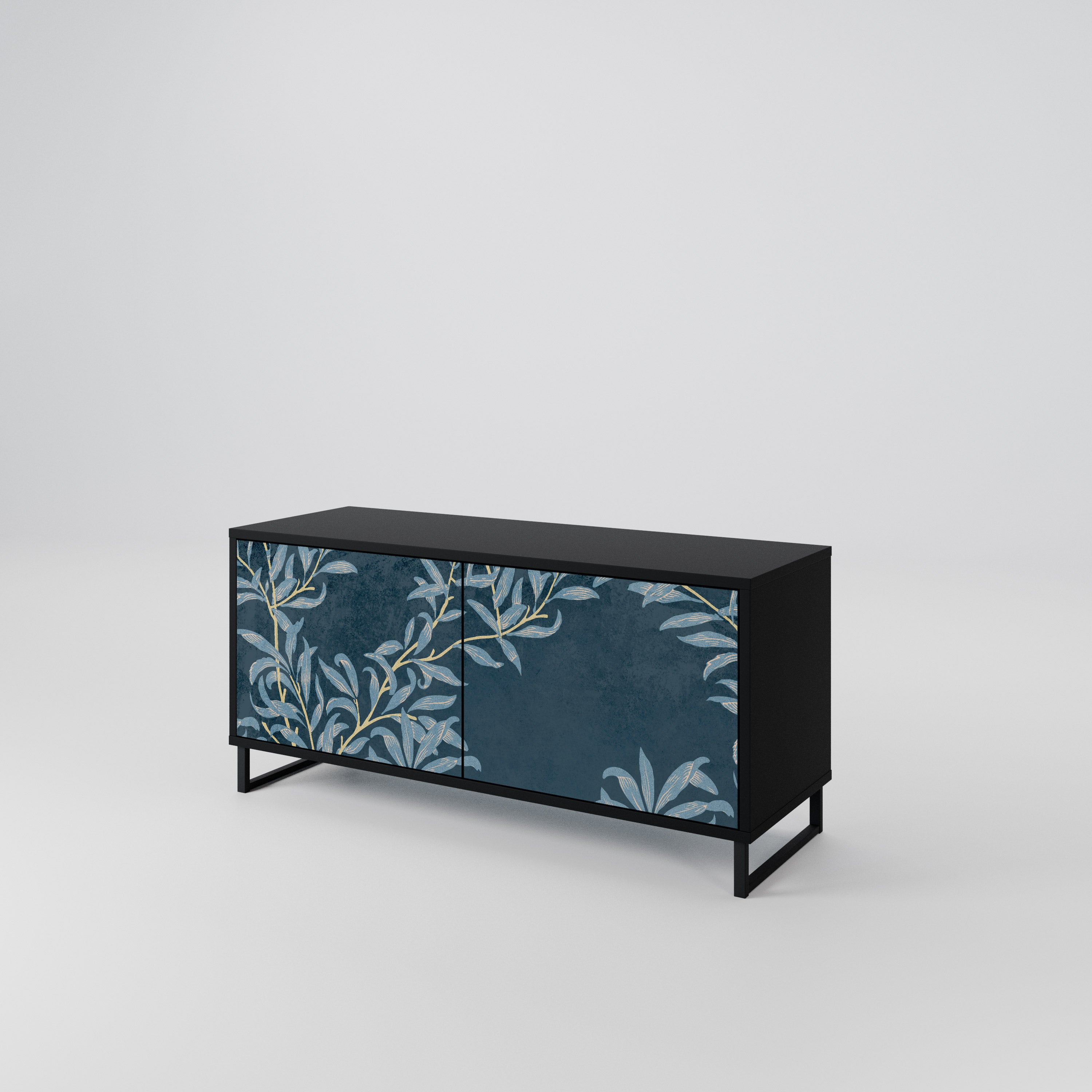 BLUE LEAVES Compact 2-Door TV Cabinet