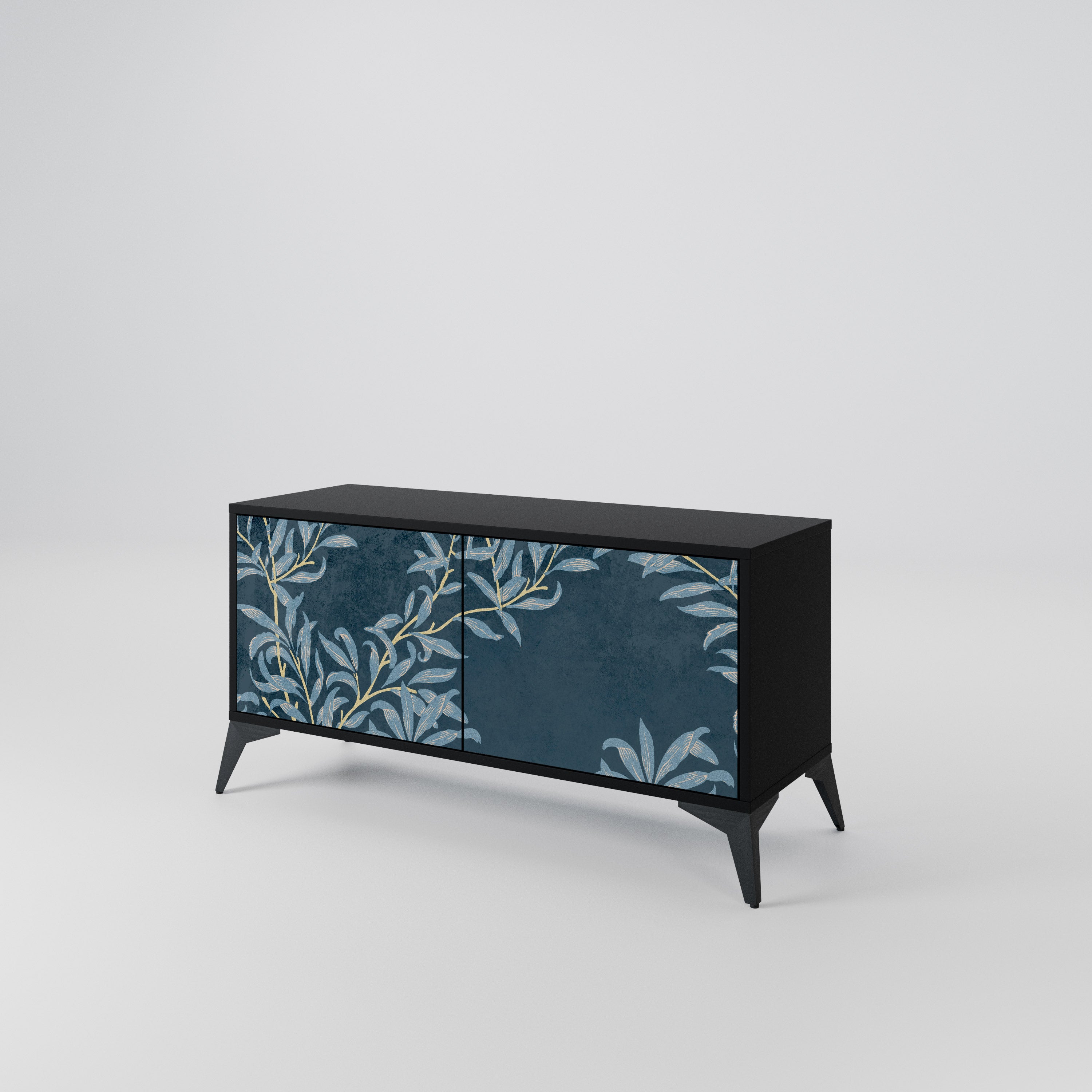 BLUE LEAVES Compact 2-Door TV Cabinet