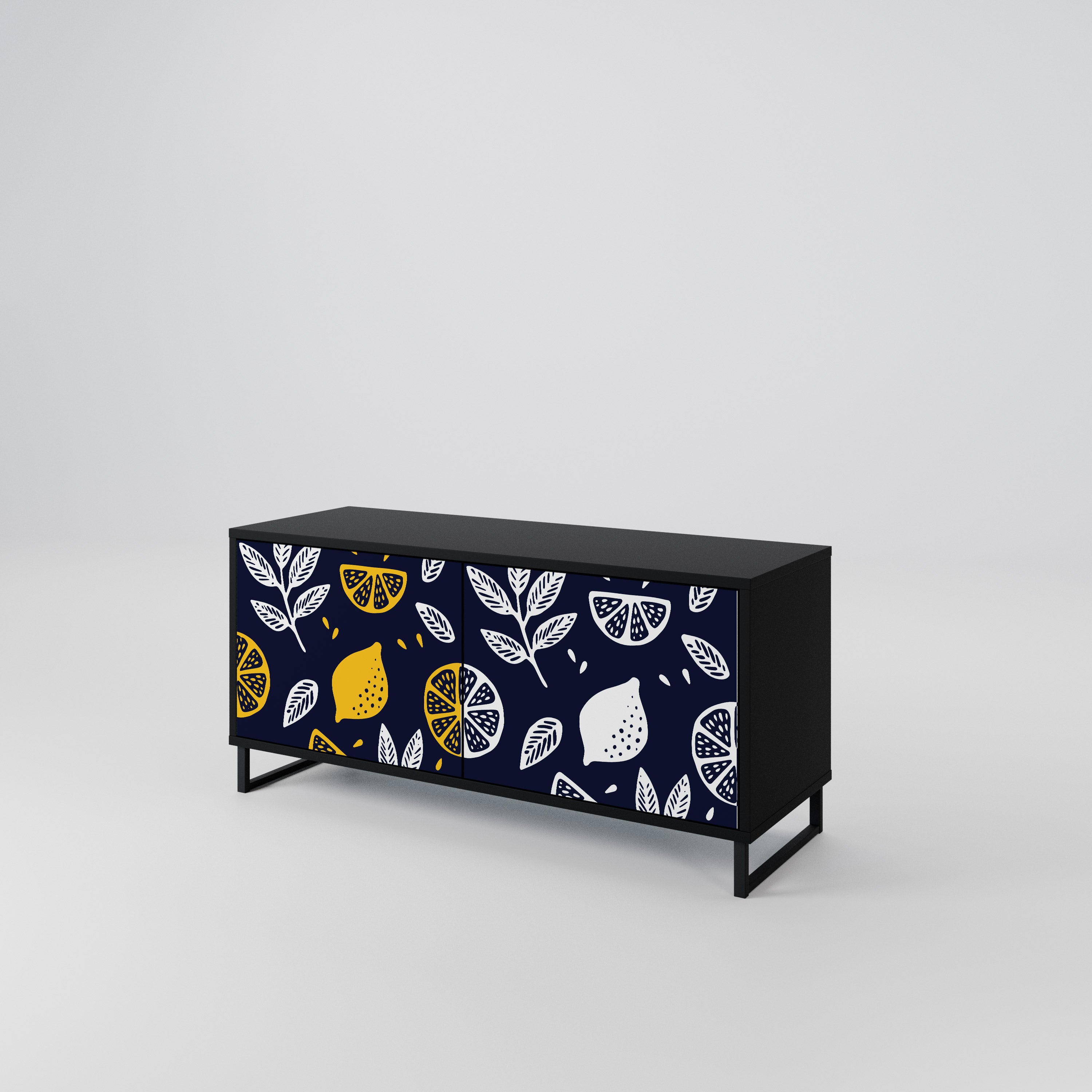 CITRUS BLACK AND WHITE Móvel de TV Compacto de 2 Portas