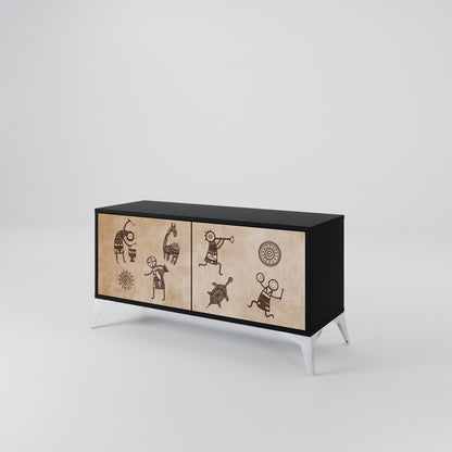 AFRICAN STYLE Móvel de TV Compacto de 2 Portas