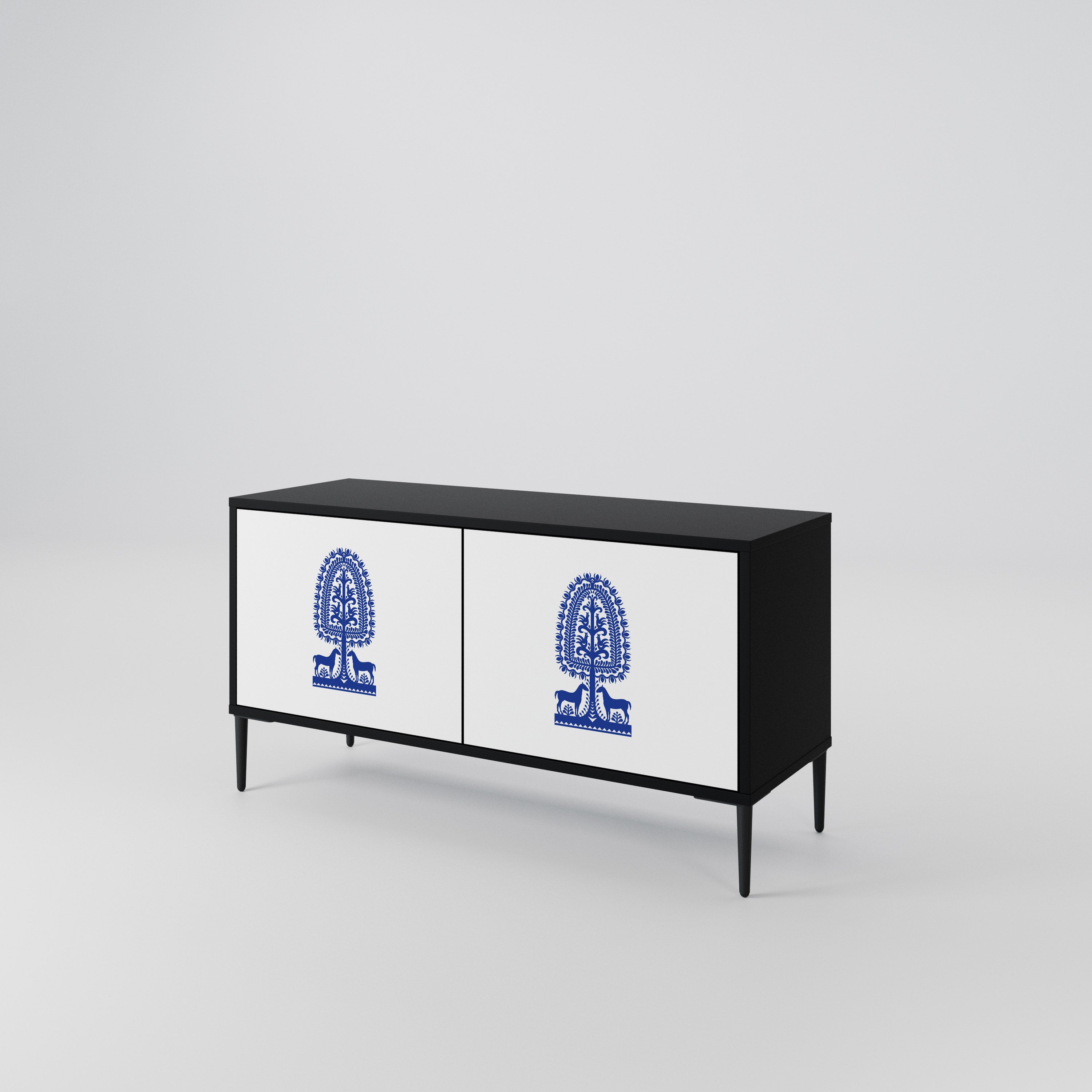 POLISH FOLK ART Compact 2-Door TV Cabinet