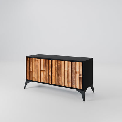 NATURAL WOOD Móvel de TV Compacto de 2 Portas