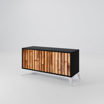 NATURAL WOOD Móvel de TV Compacto de 2 Portas