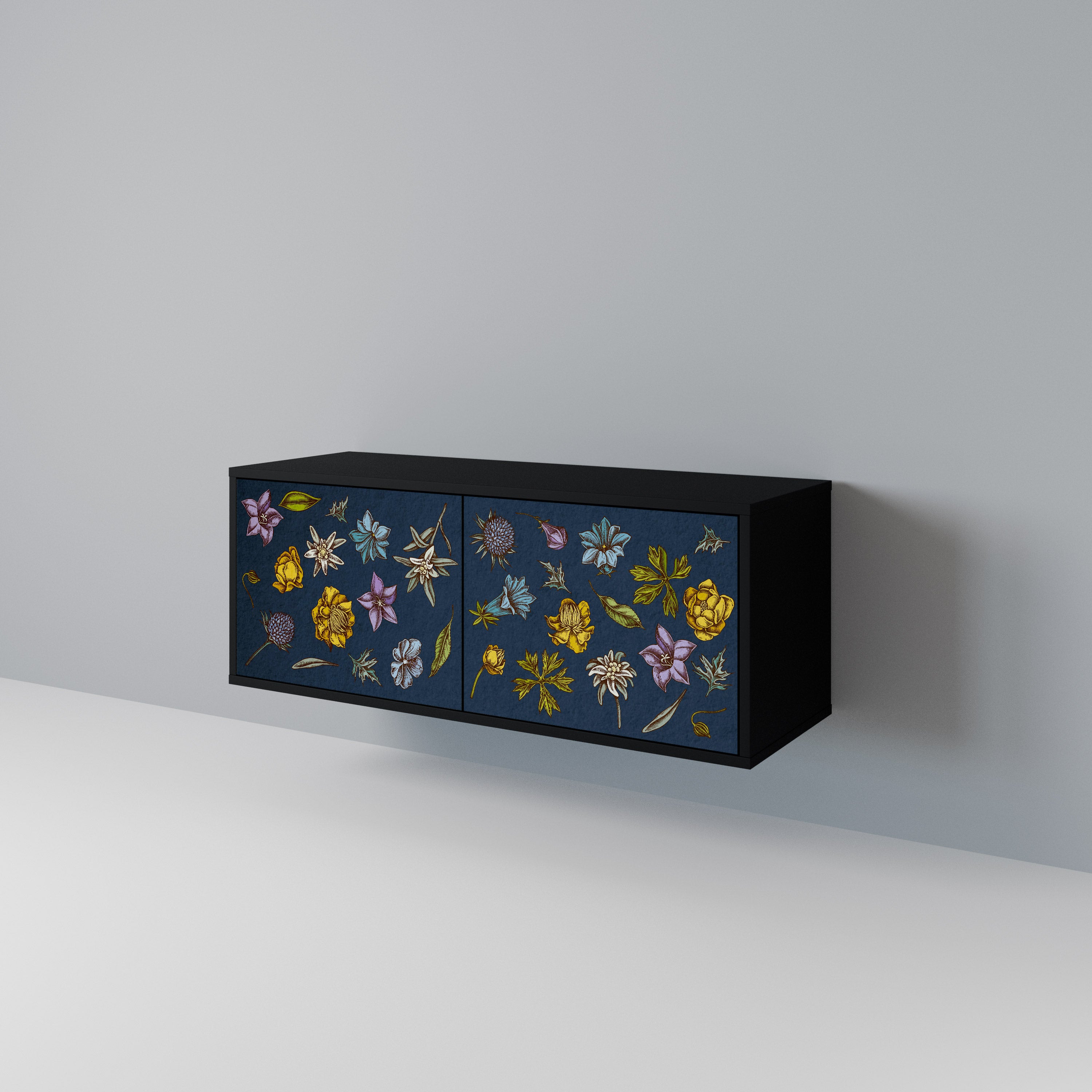 FLOWERS ON NAVY BLUE Móvel de TV Compacto de 2 Portas