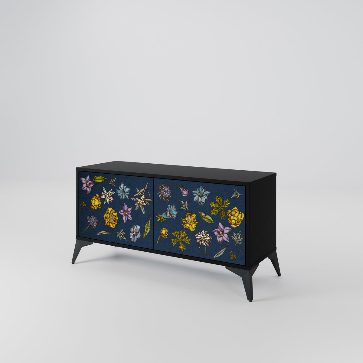 FLOWERS ON NAVY BLUE Móvel de TV Compacto de 2 Portas