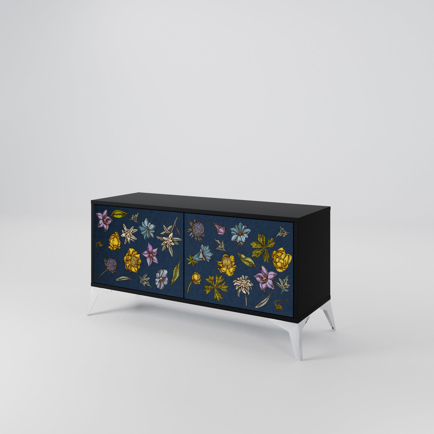 FLOWERS ON NAVY BLUE Móvel de TV Compacto de 2 Portas