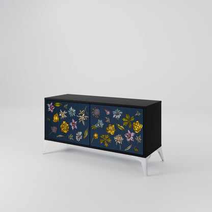 FLOWERS ON NAVY BLUE Móvel de TV Compacto de 2 Portas