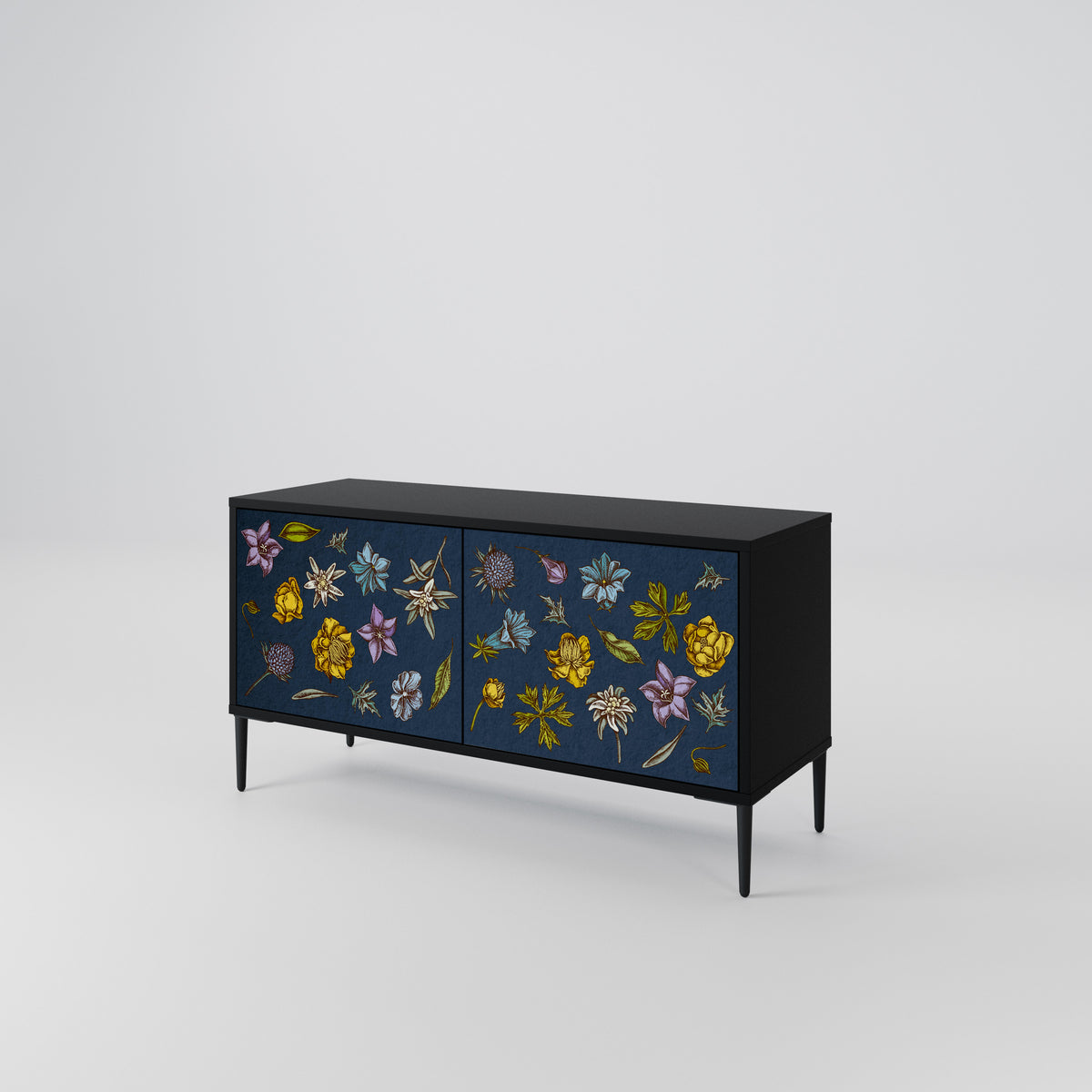 FLOWERS ON NAVY BLUE Móvel de TV Compacto de 2 Portas