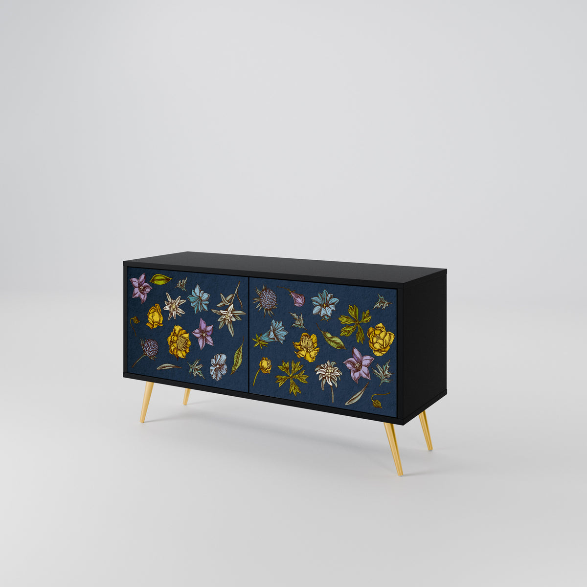 FLOWERS ON NAVY BLUE Móvel de TV Compacto de 2 Portas